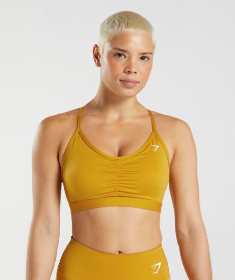 Women's Gymshark Ruched Sports Bra Yellow | NZ 9VPBGZ